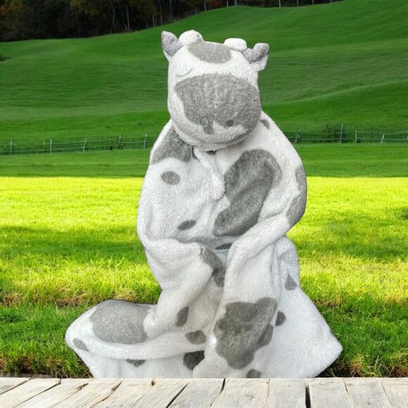 Angel Dear Lovey Cow Security Blanket Plush Baby Notched Corners Nursery 12" - Picture 1 of 11